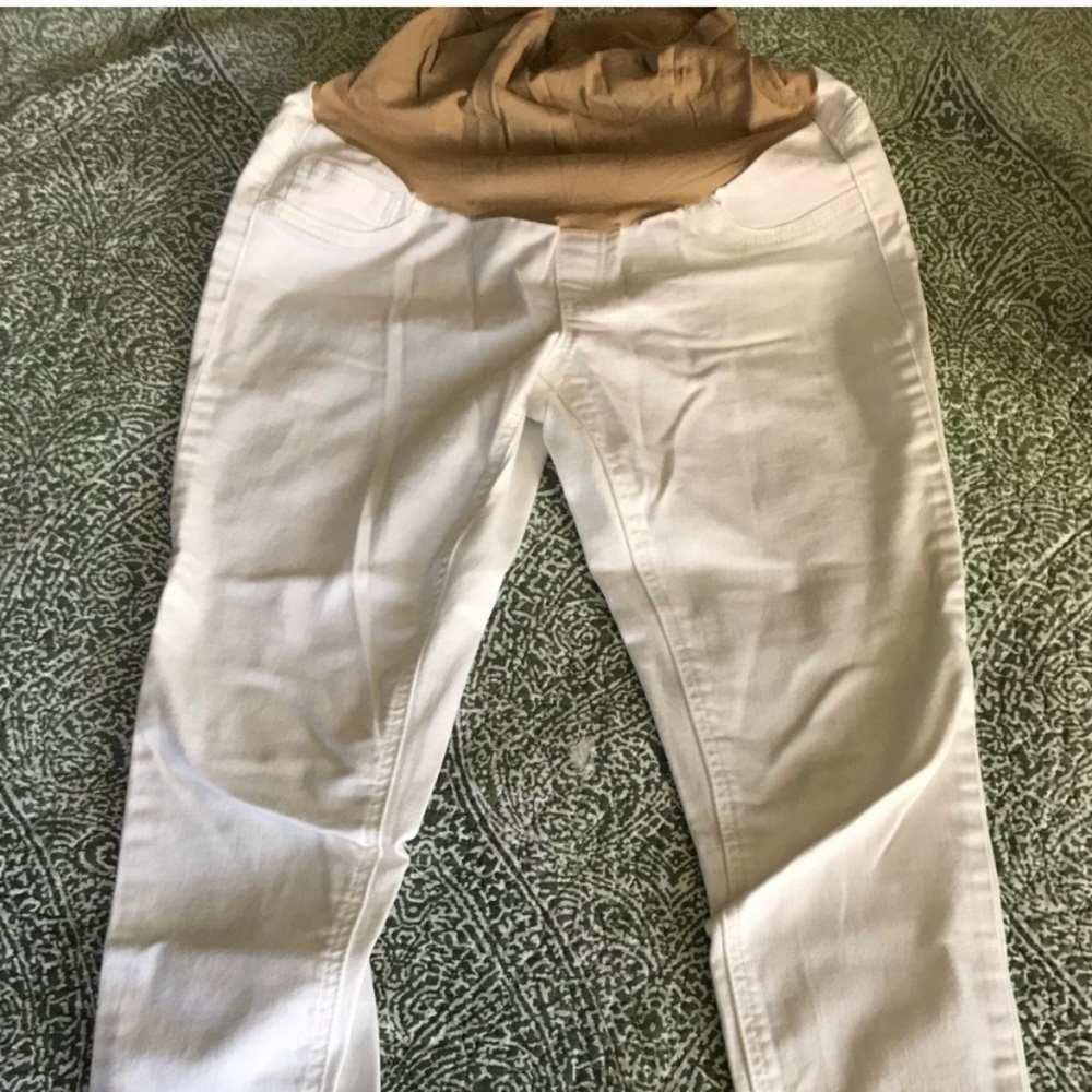 Jessica Simpson White cropped Maternity Denim
